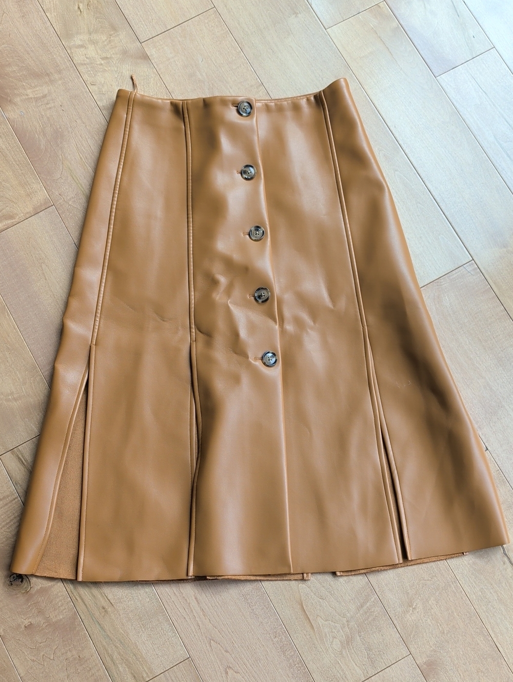 Banana Republic Faux Leather Button-Front Skirt in Camel